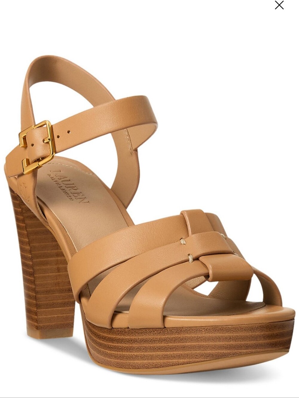 Lauren Ralph Lauren Tan Leather Platform Sandals SZ 9